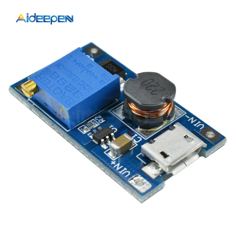 20PCS Micro-USB Step-Up Boost Module – 2-24V Input, 5V/9V/12V/28V Adjustable Output, 2A