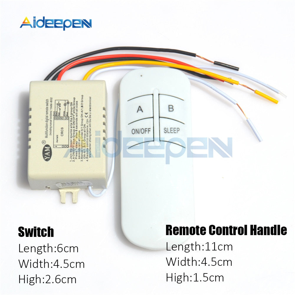 2 Way Wireless Remote Control Switch ON/OFF 220V Lamp Light Digital Wi –  Aideepen