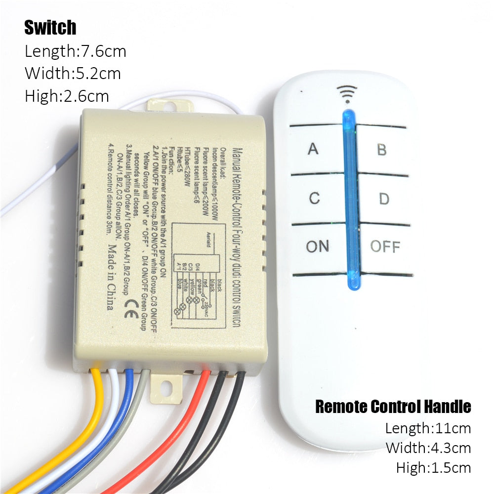 Two Way Remote Control Switch 220V Digital Light Wireless Wall Remote Control On/Off Switch Transmitter, White