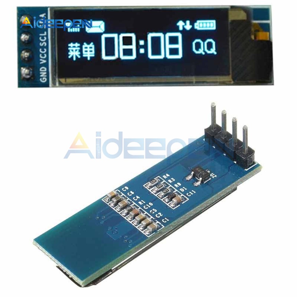 ALMOCN 0,91 pulgadas IIC OLED módulo de pantalla I2C SSD 1306 LED 128X32 controlador de pantalla DC 3.3V ~ 5V (2pcs azul sin soldadura ALMOCN 0,91 pulgadas IIC OLED módulo de pantalla I2C SSD 1306 LED 128X32 controlador de pantalla DC 3.3V ~ 5V (2pcs azul sin soldadura