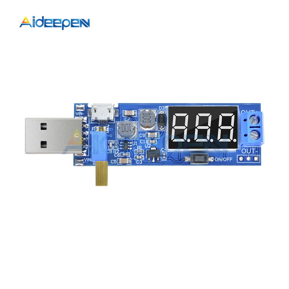 Produktbild von USB Step-Up/Down Spannungswandler Mit Dual-LED-Display – 5V Auf 1-24V, Seitlicher Knopf