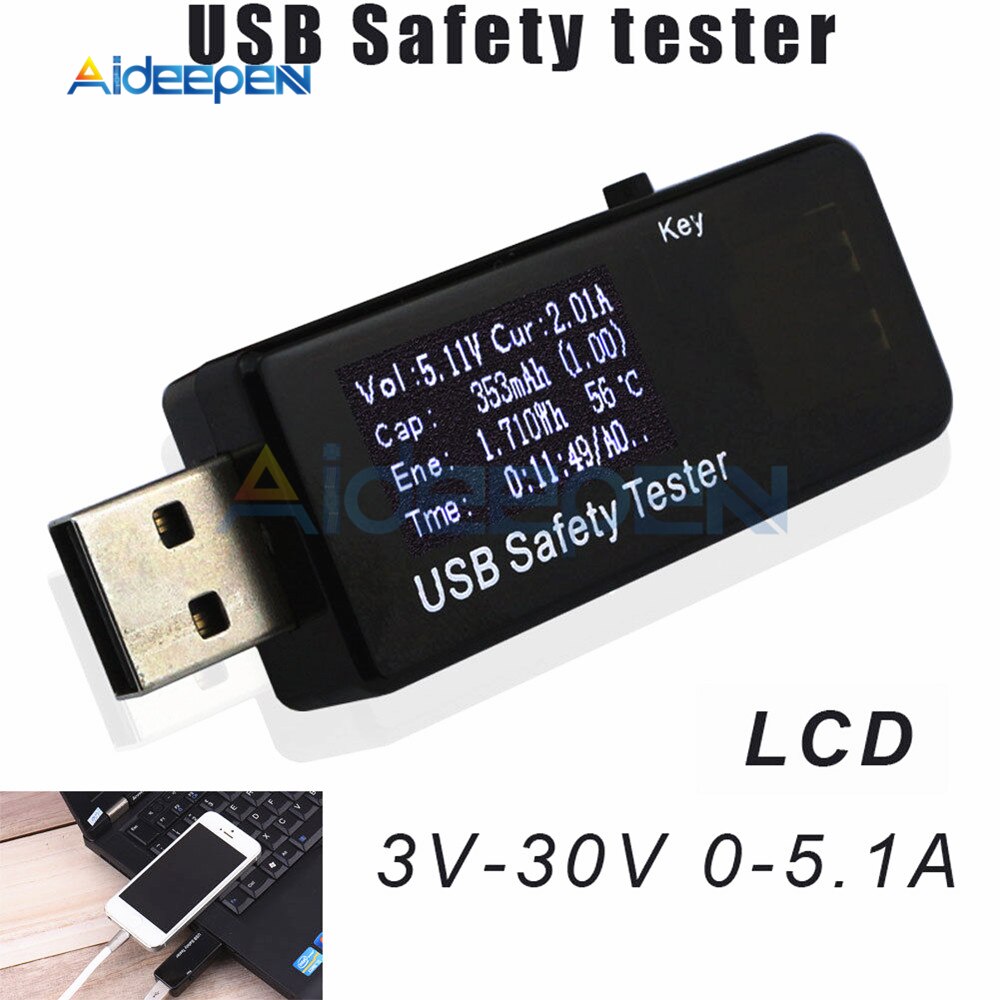 LCD Digital USB Tester Voltmeter Power Bank Current Voltage Charger Ca ...