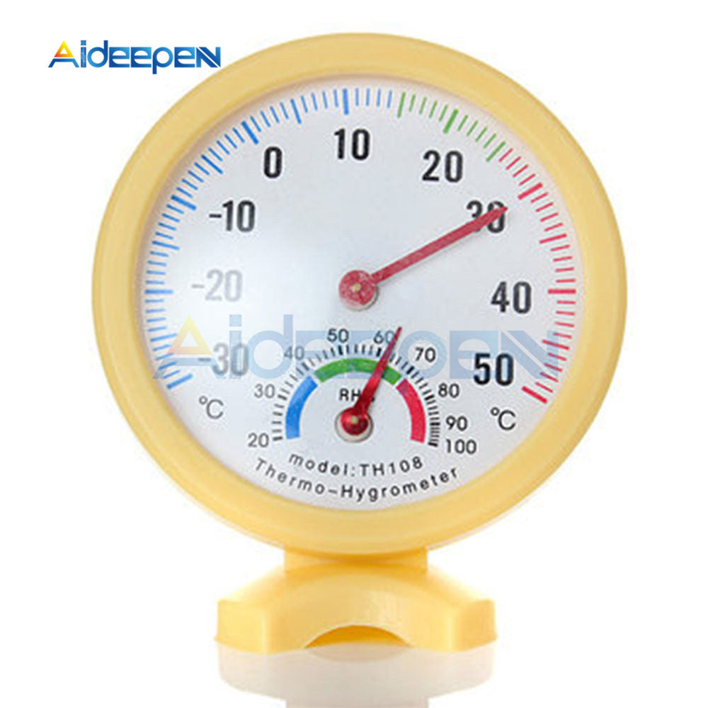 Mini Round Clock shaped Indoor Outdoor Thermometer Hygrometer Home