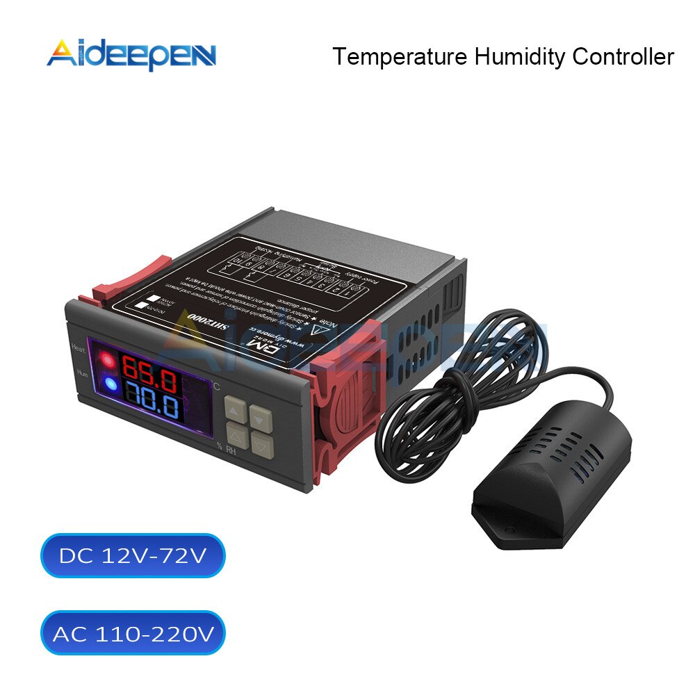 SHT2000 AC 110V 220V DC 12V 72V Digital Temperature Humidity Controlle –  Aideepen