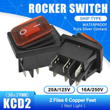 5pcs KCD2 Waterproof Rocker Switch ON OFF ON OFF ON 4PIN 6PIN Button Boat shaped Water proof Switches with Light 15A 250V
