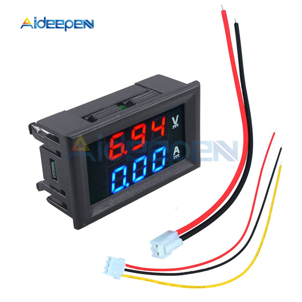 0.28" Mini Digital Voltmeter Ammeter DC 100V 10A Panel Amp Volt Voltage Current Meter Tester Blue Red Dual LED Display 3 Bit