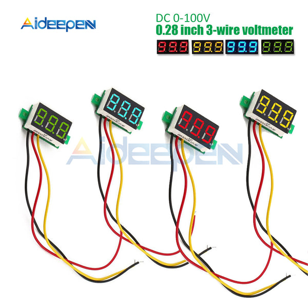 0,28 pouces Dc Led Voltmètre numérique 0-100v Voltage Meter Auto Car Mobile  Power Voltage Tester Detector 12v Rouge Vert Bleu Jaune