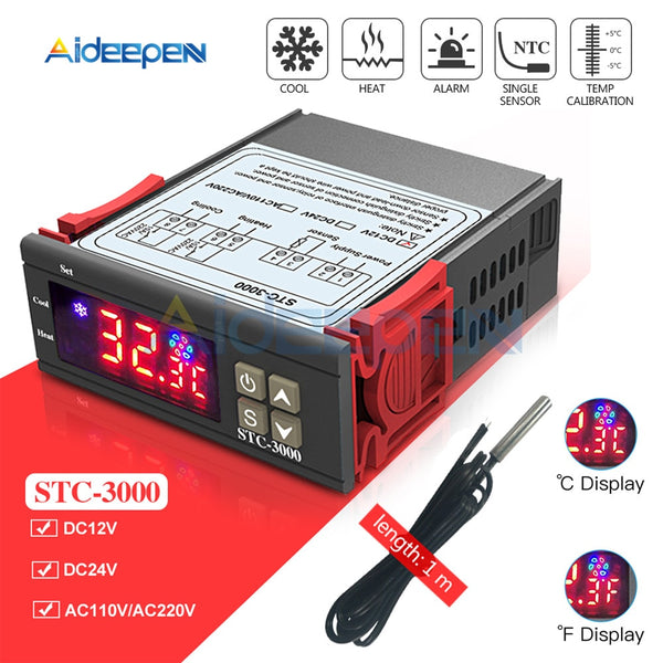 10A 12V 24V AC 110V 220V Digital LED Temperature Controller STC 3000 for Arduino Cooling Heating Switch Thermostat NTC Sensor