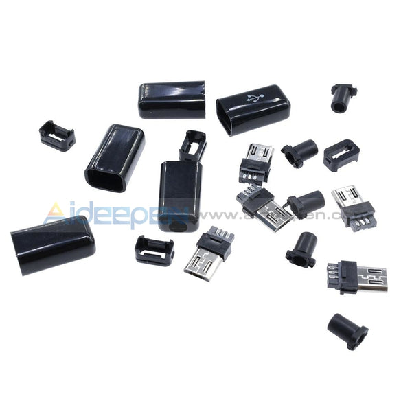 10Pcs Micro Usb Type B Male Plug Connector Kit With Plastic Cover Basic Tools