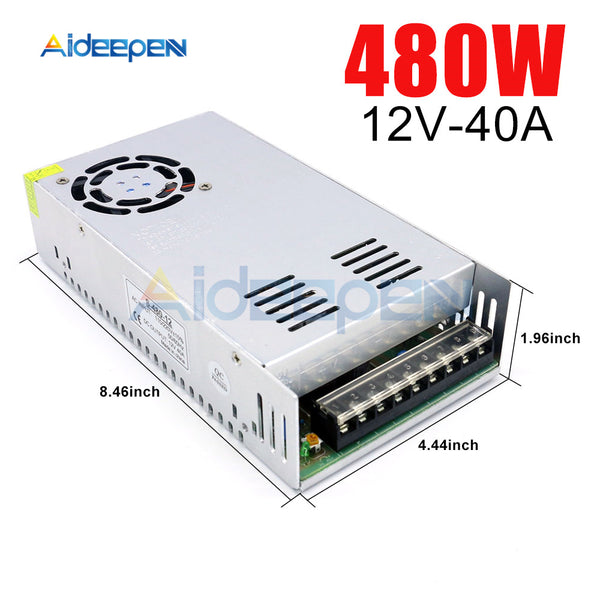 12V 40A 480W Switching Power Adapter 12V 40A 480 Watts Voltage Converter Regulated Switch Power Supply for LED