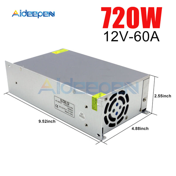 12V 60A 720W Switching Power Adapter 12V 60A 720 Watts Voltage Converter Regulated Switch Power Supply for LED