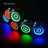 16mm 19mm 22mm red blue green Light 250V 5A Hot Car Auto Metal LED Power Push Button Switch Self locking Type On off 9 24V