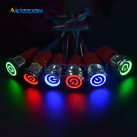 16mm 19mm 22mm red blue green Light 250V 5A Hot Car Auto Metal LED Power Push Button Switch Self locking Type On off 9 24V