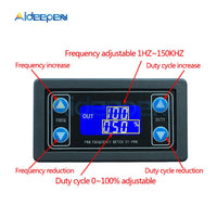 1Hz 150KHz PWM Pulse Frequency Duty Cycle Adjustable Module Square Wave Rectangular Wave Signal Generator LCD Display