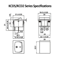 1PC KCD5 4PIN Double Latching Rocker Switch ON OFF Power Switch Push Button Switch Seesaw Switch 6A 250V AC Black