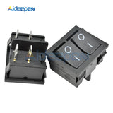 1PC KCD5 4PIN Double Latching Rocker Switch ON OFF Power Switch Push Button Switch Seesaw Switch 6A 250V AC Black