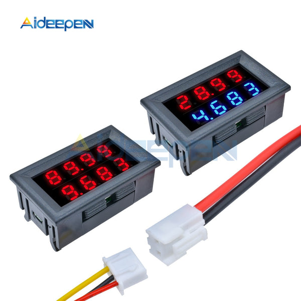 1PCS 0.28 inch DC 0 200V 10A Voltmeter Ammeter Red+Blue /Red+Red LED Amp Dual Digital Volt Meter Detector Gauge LED Display