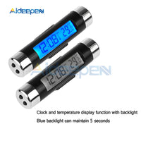 2 in 1 Car Auto Thermometer Time Clock Calendar Digital LCD Display Screen Clip on Blue Backlight Auto Accessories