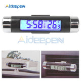 2 in 1 Car Auto Thermometer Time Clock Calendar Digital LCD Display Screen Clip on Blue Backlight Auto Accessories