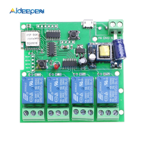 220V 4 Channel Wifi Relay Module Phone APP Wireless Remote Control WIFI Switch Jog Self Lock Interlock 433M For Smart Appliances