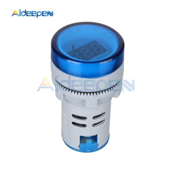 22MM AD16 22DSV AC60 500V Mini LED AC Voltmeter Voltage Meter Indicator Pilot Light Blue Digital Ammeter