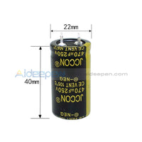 25V-450V Aluminum Electrolytic Capacitor High Frequency Low Impedance Through Hole 250V470Uf 22X40Mm