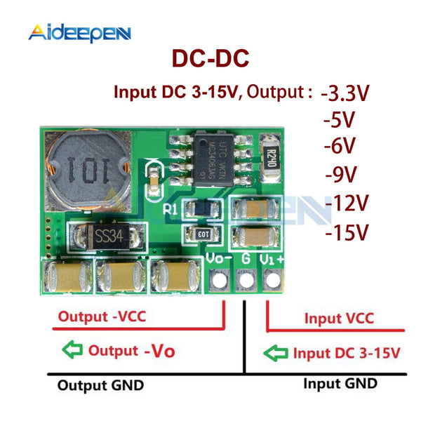 3 15V to Negative  3.3V  5V  6V  9V  12V  15V Buck boost Converter Negative Voltage Module for ADC DAC LCD Power Supply