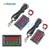 4 Digit DC4 28V Digital Thermometer w/NTC Waterproof Metal Probe Temperature Sensor Tester Car Room Indoor Red+Blue Dual Display on AliExpress