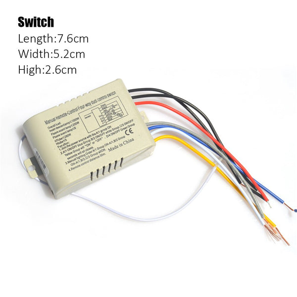 4 Way Wireless Remote Control Switch ON/OFF 220V Lamp Light Digital Wi –  Aideepen