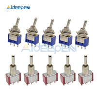 5/10Pcs Miniature Toggle Switch MTS 103 ON OFF ON 3 Pin 125V/6A 250V/3A 3 Position Power Switch