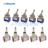 5/10Pcs Miniature Toggle Switch MTS 103 ON OFF ON 3 Pin 125V/6A 250V/3A 3 Position Power Switch