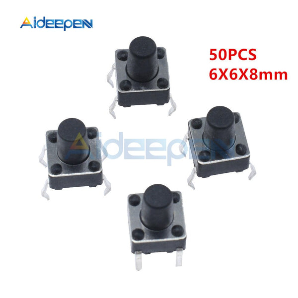 50pcs/Lot Tact Switch 4Pin 6*6*8 Micro Tact Push Button Switches DIP For Home DIY