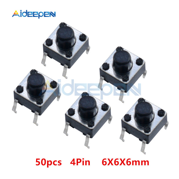 50pcs/Lot Tact Switch Tactile Push Button Switch Micro Switches 6X6X6mm 4 pin DIP New