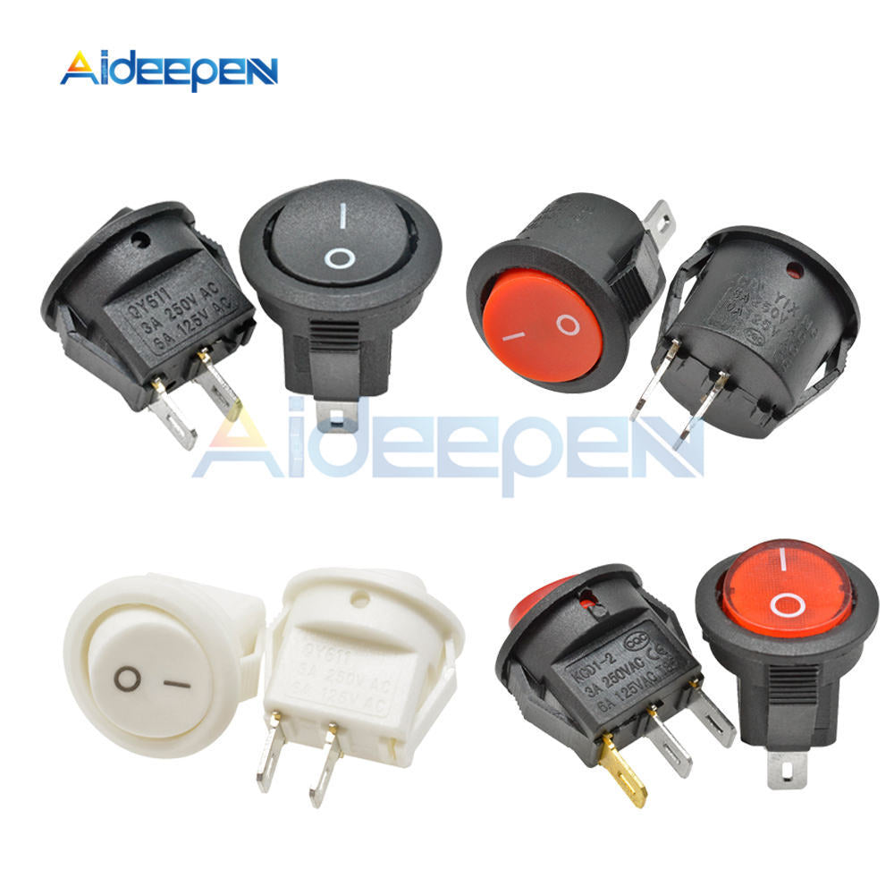 Small Circular Rocker Switch 5PCS KCD1 Small Round Rocker Switch Diameter 15MM Seesaw Power Boat Sw ...