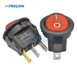 5PCS KCD1 Small Round Rocker Switch Diameter 15MM Seesaw Power Boat Switch ON OFF 2 Pin 3 Pin 3A/250V 6A/125V AC