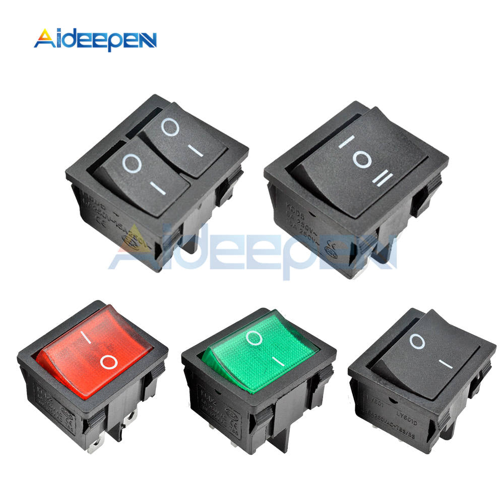5PCS KCD5 Latching Rocker Switch 4 Pin 6 Pin ON OFF ON OFF ON 2 Positi ...