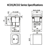 5PCS KCD5 Latching Rocker Switch 4 Pin 6 Pin ON OFF ON OFF ON 2 Position 3 Position 6A 250V Boat Power Button Switch with Light