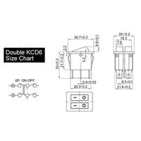 5PCS KCD6 Rocker Switch ON OFF ON/ON OFF 4 Pin 6PIN 15A 250V Double Boat Power Switch Double Ship Type With Light 25*31MM
