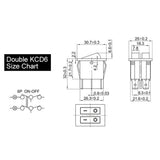 5PCS KCD6 Rocker Switch ON OFF ON/ON OFF 4 Pin 6PIN 15A 250V Double Boat Power Switch Double Ship Type With Light 25*31MM