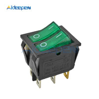 5PCS KCD6 Rocker Switch ON OFF ON/ON OFF 4 Pin 6PIN 15A 250V Double Boat Power Switch Double Ship Type With Light 25*31MM