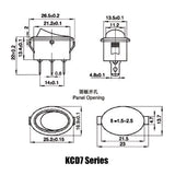 5PCS KCD7 Round Rocker Switch 2 Position/ 3 Position 2 Pins / 3 Pins Boat Power Switch 6A 250VAC/ 10A 125VAC ON OFF ON OFF ON