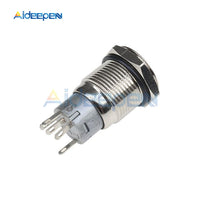5PIN 12V 16mm Push Button Switch LED Display DIY Auto Push Power Metal Switch