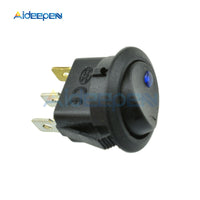 5Pcs 12V LED/Light Round Rocker ON/OFF Switch Cat Eye Switch 3 Pins with Blue Led Lights for Car/Van/Dash/Boat