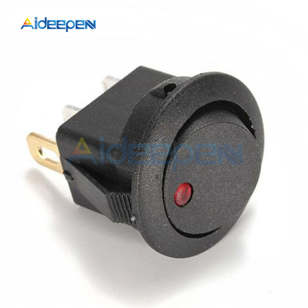 5Pcs 12V LED/Light Round Rocker ON/OFF Switch Cat Eye Switch 3 Pins with Red Led Lights for Car/Van/Dash/Boat