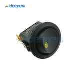 5Pcs 12V LED/Light Round Rocker ON/OFF Switch Cat Eye Switch 3 Pins with Yellow Led Lights for Car/Van/Dash/Boat