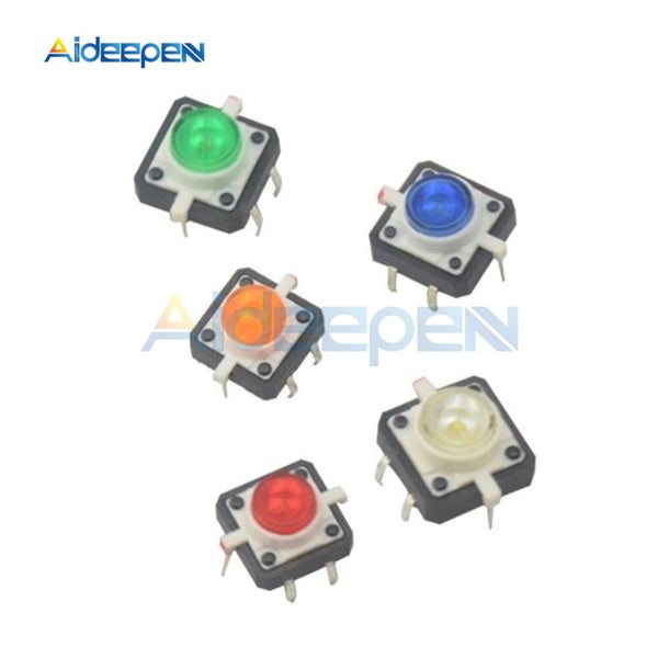 5pcs/Pack  Tactile Push Button Switch Momentary Tact LED Micro Switches 5 Colors