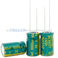 6.3V-450V High Frequency Low Impedance Aluminum Electrolytic Capacitor 16V 1000Uf 10Pcs