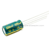 6.3V-450V High Frequency Low Impedance Aluminum Electrolytic Capacitor 16V 220Uf 10Pcs