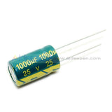 6.3V-450V High Frequency Low Impedance Aluminum Electrolytic Capacitor 25V 1000Uf 10Pcs