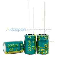 6.3V-450V High Frequency Low Impedance Aluminum Electrolytic Capacitor 25V 220Uf 10Pcs